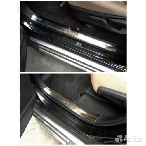Накладки на пороги (нерж.) на Toyota Rav4 (2 тип)