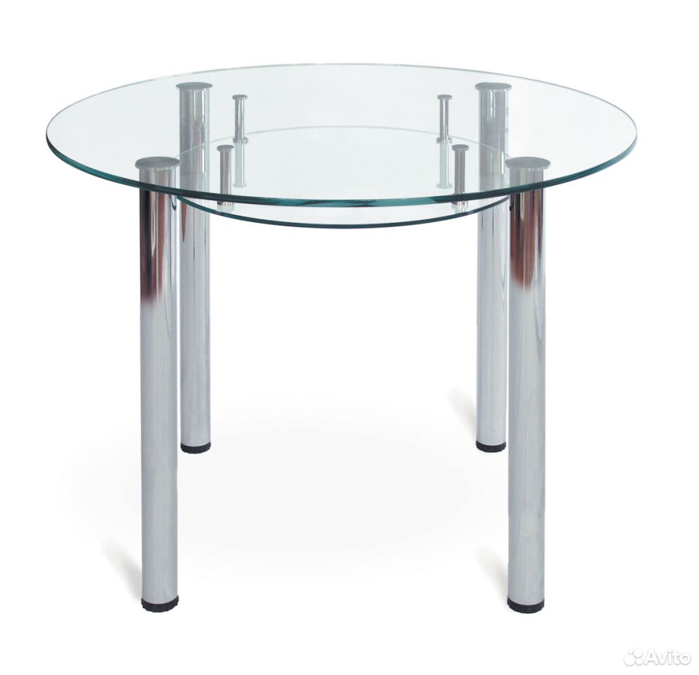 стол круглый стеклянный кухонный 100 см
