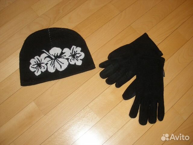 Подростку / девушке шапка с флисом и перчатки флис