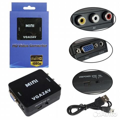 Переходник Mini VGA/AV - 3RCA