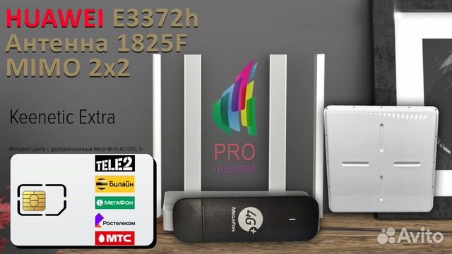 Роутер keenetic Extra huawei E3372 1825F mimo