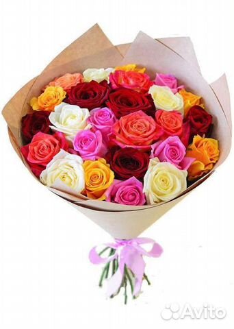 Роза 25 штук микс в оформлении