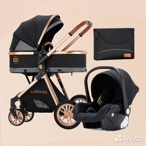 Коляска трансформер 2в1 и 3 в 1 Luxmom черный