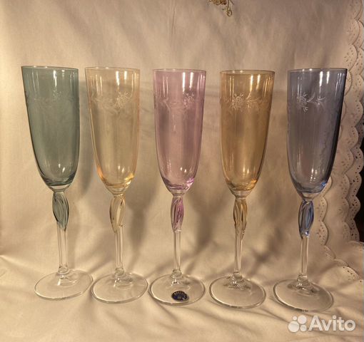 Бокалы (фужеры) хрустальные. Чехия. Богемия