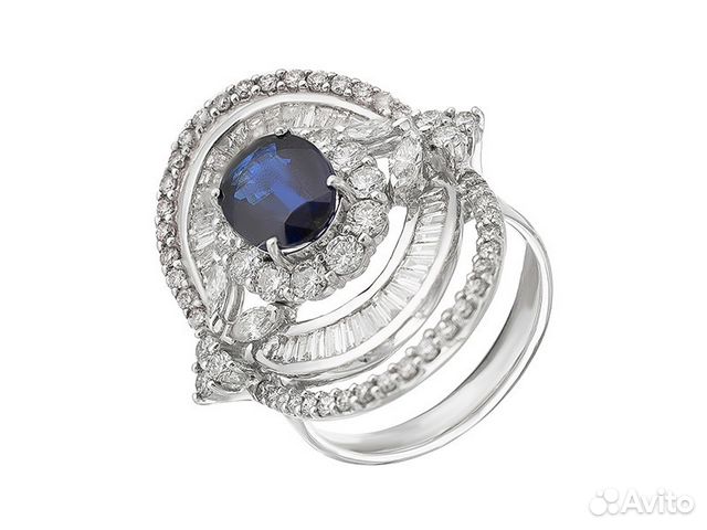 Золотое кольцо с сапфиром 1,80 ct и бриллиантами Золотое кольцо с сапфиром 1,80 ct и бриллиантами