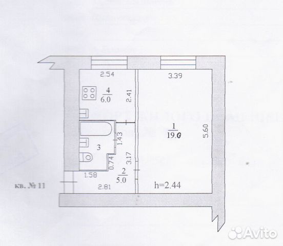 1-к квартира, 34 м², 1/2 эт.