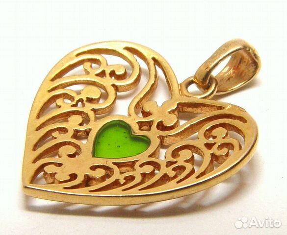 Кулон из золота в виде сердца 585 пробы