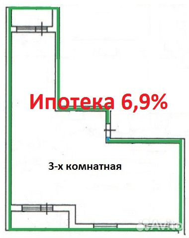 3-к квартира, 83.4 м², 2/3 эт.