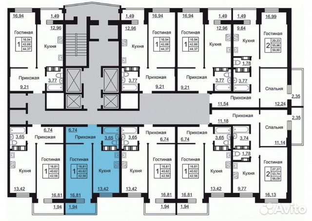 1-к квартира, 42.6 м², 15/22 эт.