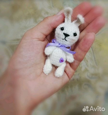 Вязаные игрушки мишка заяц кролик мини размер