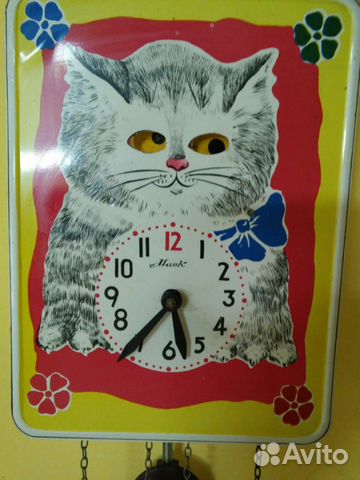 Часы ходики кошка с бегающими глазами