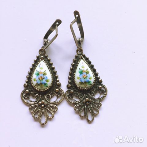Комплект винтаж, СССР, серьги+кулон, филигрань Комплект винтаж, СССР, серьги+кулон, филигрань