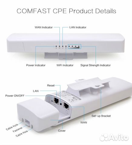 Точка доступа уличная wi-fi Comfast 300 mb/s 2,4 г