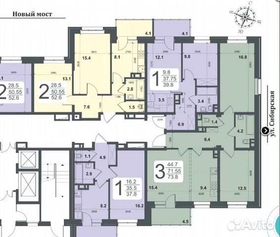 3-к квартира, 73.7 м², 2/17 эт.