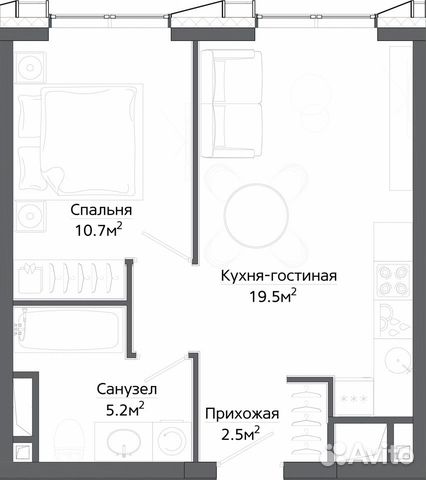 1-к квартира, 38 м², 22/30 эт. 1-к квартира, 38 м², 22/30 эт.
