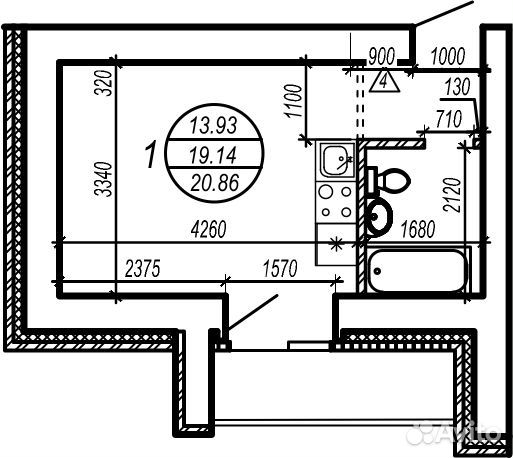 1-к квартира, 20.9 м², 5/9 эт.
