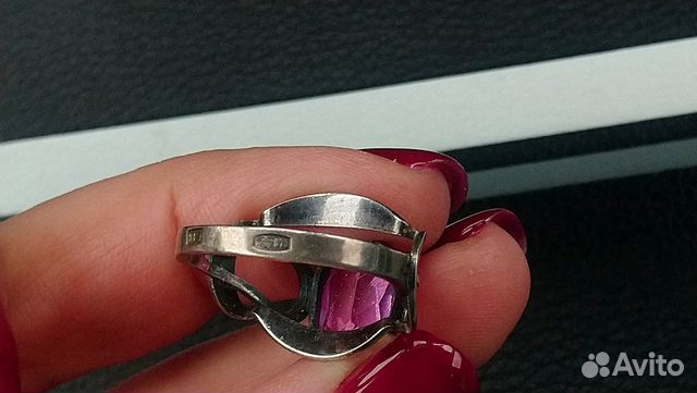 Кольцо, перстень серебро 875 с камнем корунд