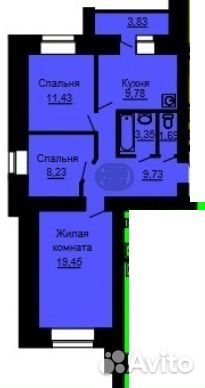 3-к квартира, 66.5 м², 1/10 эт. 3-к квартира, 66.5 м², 1/10 эт.