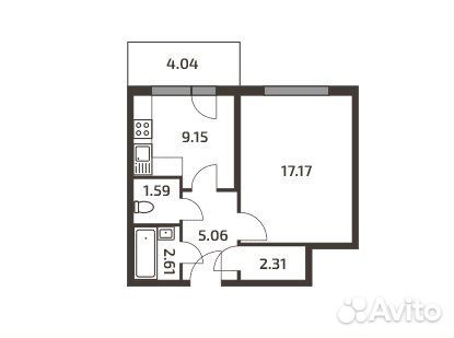 1-к квартира, 39.1 м², 3/3 эт.