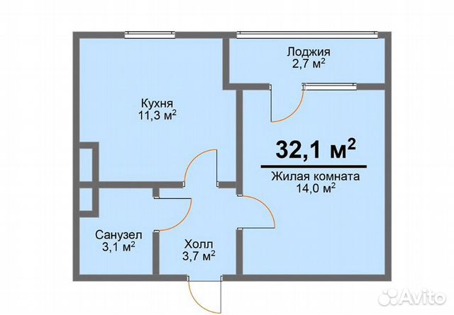 1-к квартира, 32 м², 2/3 эт. 1-к квартира, 32 м², 2/3 эт.