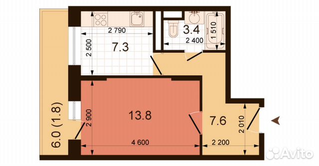 1-к квартира, 33.9 м², 4/22 эт. 1-к квартира, 33.9 м², 4/22 эт.