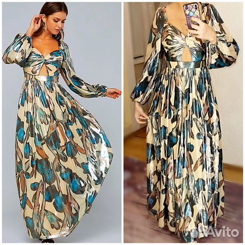 Роскошное платье в пол Bebe стальной эффект S/M Роскошное платье в пол Bebe стальной эффект S/M