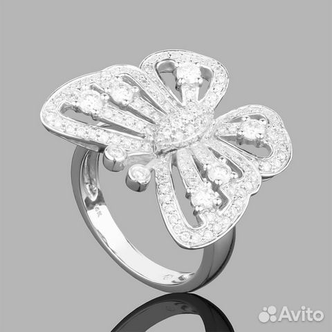 Золотое кольцо Бабочка с бриллиантами 1.03Ct