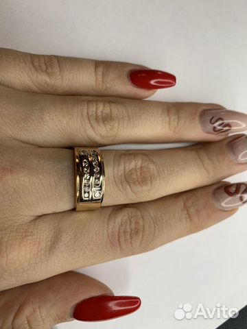 Золотое кольцо 585 дорожка с бриллиантами