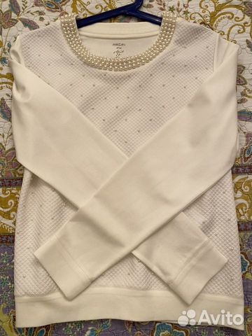 Кофта лонгслив Marccain женская белая с жемчугом Кофта лонгслив Marccain женская белая с жемчугом
