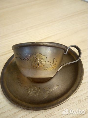 Чашка кофейная с блюдцем мельхиор