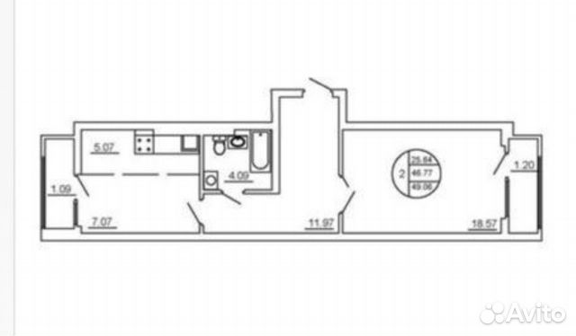 2-к квартира, 50.4 м², 7/9 эт.