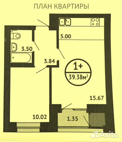 2-к квартира, 39.4 м², 4/10 эт. 2-к квартира, 39.4 м², 4/10 эт.