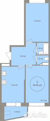 3-к квартира, 59.5 м², 6/20 эт. 3-к квартира, 59.5 м², 6/20 эт.