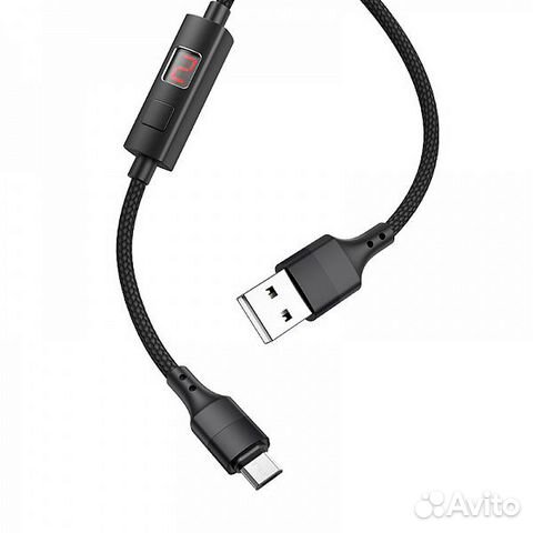 Кабель USB 2.4А,hoco S13 micro-USB c таймером
