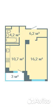 1-к квартира, 40.3 м², 10/19 эт. 1-к квартира, 40.3 м², 10/19 эт.