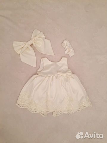 Нарядное белое платье на выписку 56р luxury baby