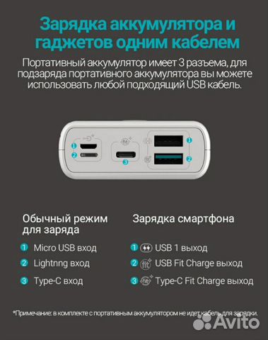 20000 мАч Внешний аккумулятор Power Bank