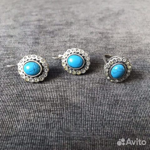 Серьги и кольцо Jenavi, серебряное покрытие