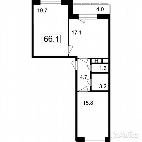 2-к квартира, 62.1 м², 6/7 эт.