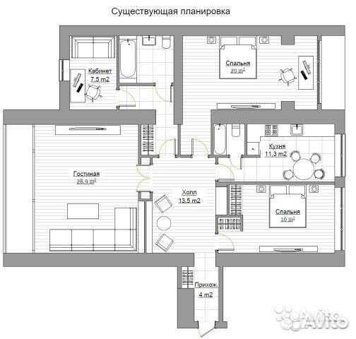 4-к квартира, 121 м², 3/9 эт. 4-к квартира, 121 м², 3/9 эт.