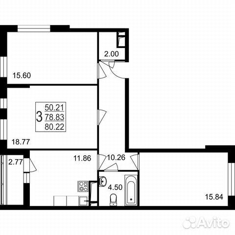 3-к квартира, 80.2 м², 6/8 эт. 3-к квартира, 80.2 м², 6/8 эт.