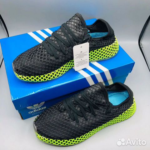 Кроссовки Adidas Deerupt чёрные с зелёным Кроссовки Adidas Deerupt чёрные с зелёным