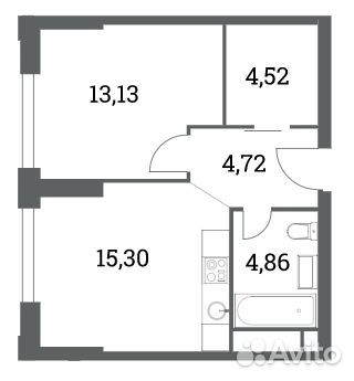 1-к квартира, 42.5 м², 4/41 эт. 1-к квартира, 42.5 м², 4/41 эт.