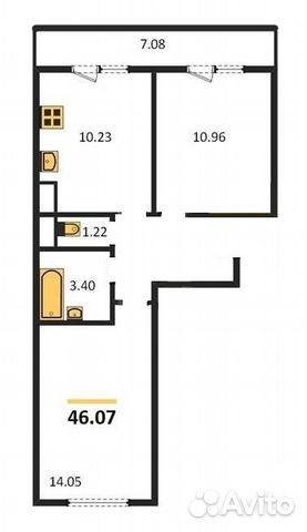2-к квартира, 46 м², 17/24 эт. 2-к квартира, 46 м², 17/24 эт.