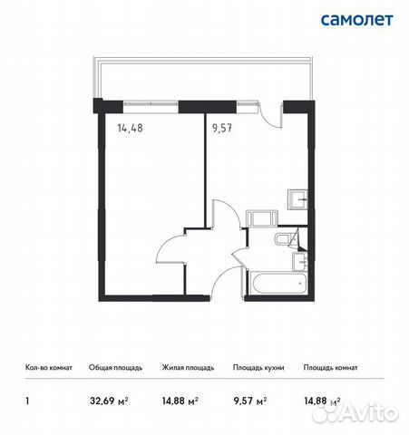 1-к квартира, 32.7 м², 13/17 эт.