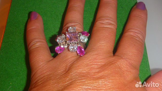 Кольцо серебро с цирконами