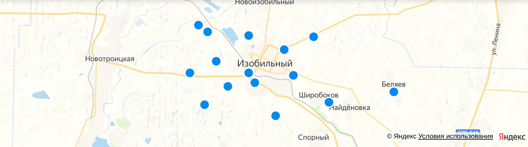 Город Изобильный Ставропольский край на карте.