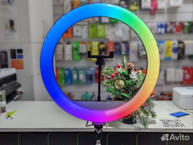 Кольцевая лампа 36 см RGB с штативом