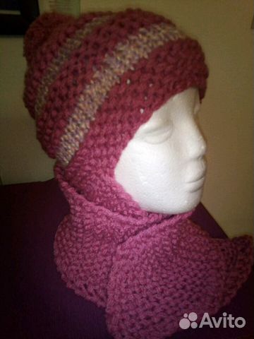 Шапочка и шарф для девочки 4-7 лет