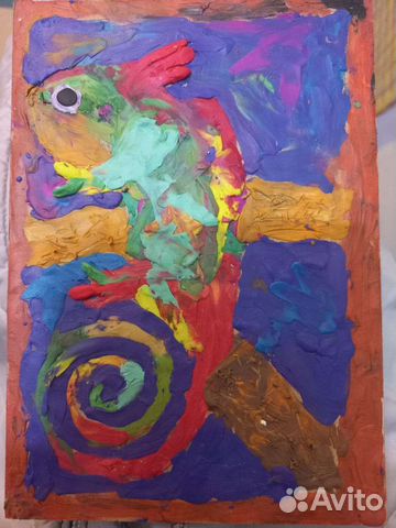 Хамелеон - картина из пластилина